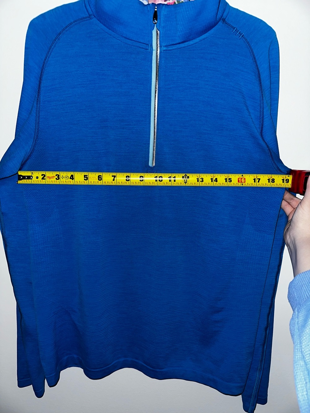 Lululemon Mens Medium Metal Vent Tech Long Sleeve 1/4 Zip Pullover Running Blue - Picture 9 of 13